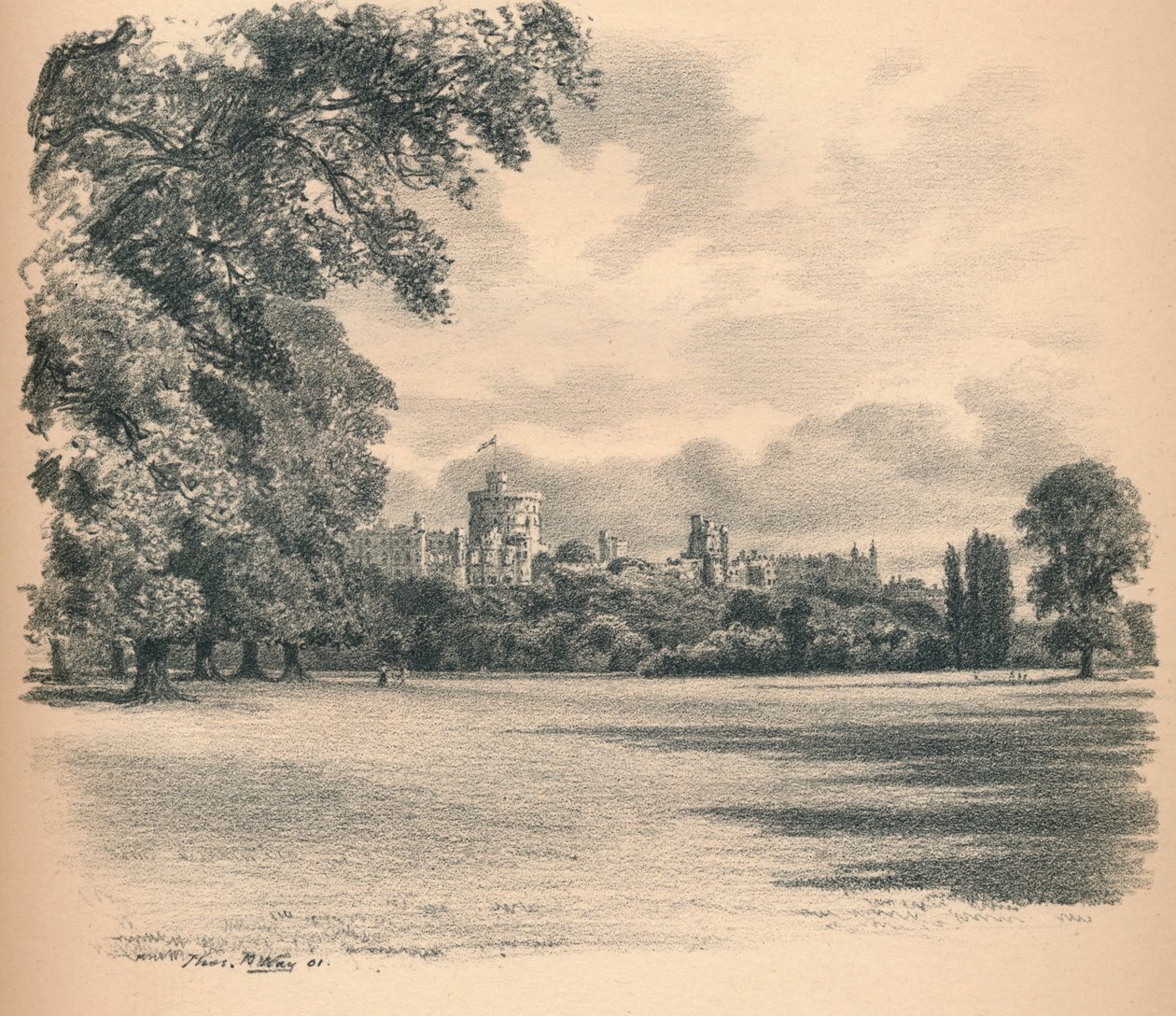 Windsor Castle från Home Park, 1902 av Thomas Robert Way