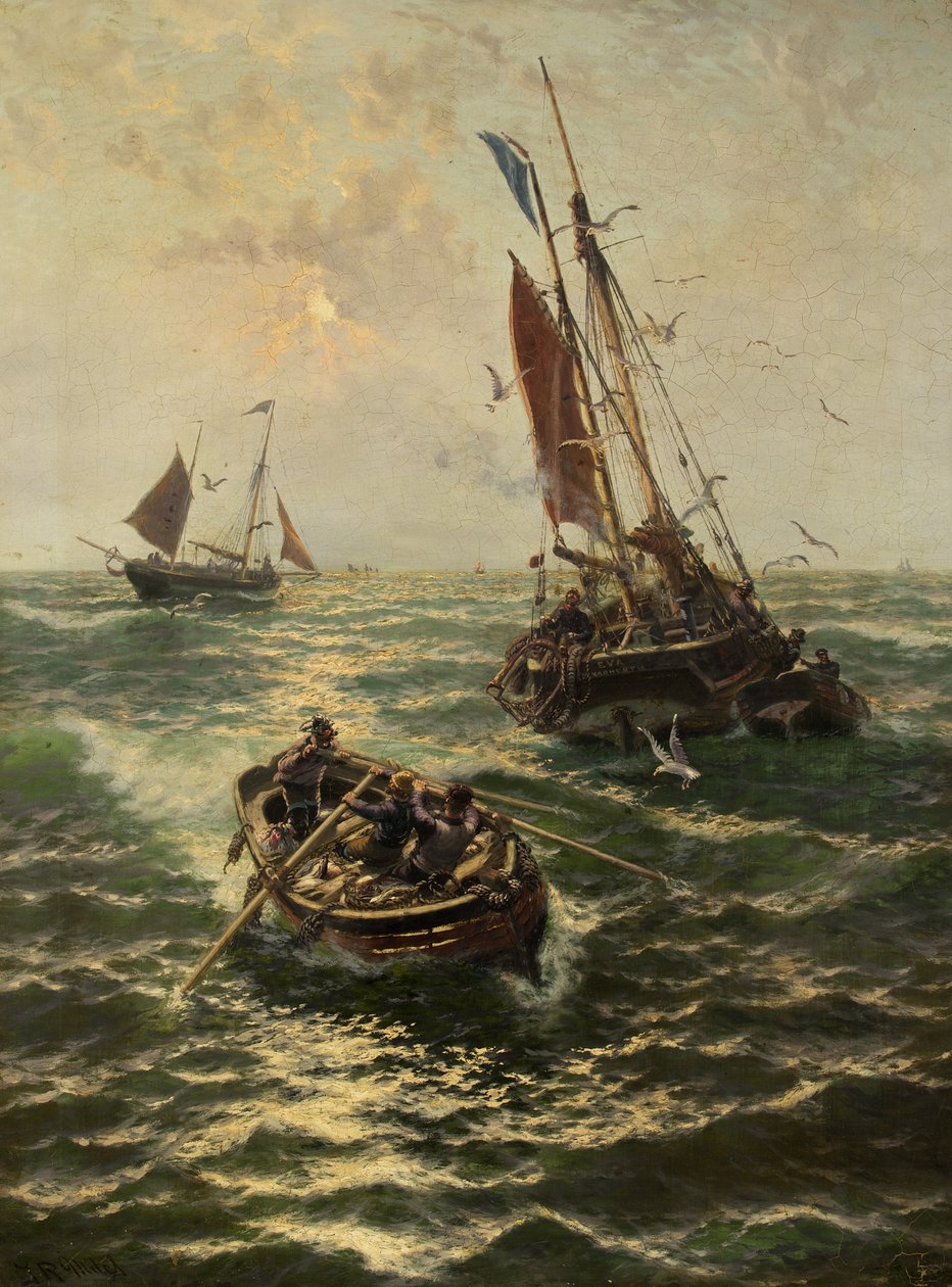 Putting the Catch Ashore (olja på duk) av Thomas Rose Miles