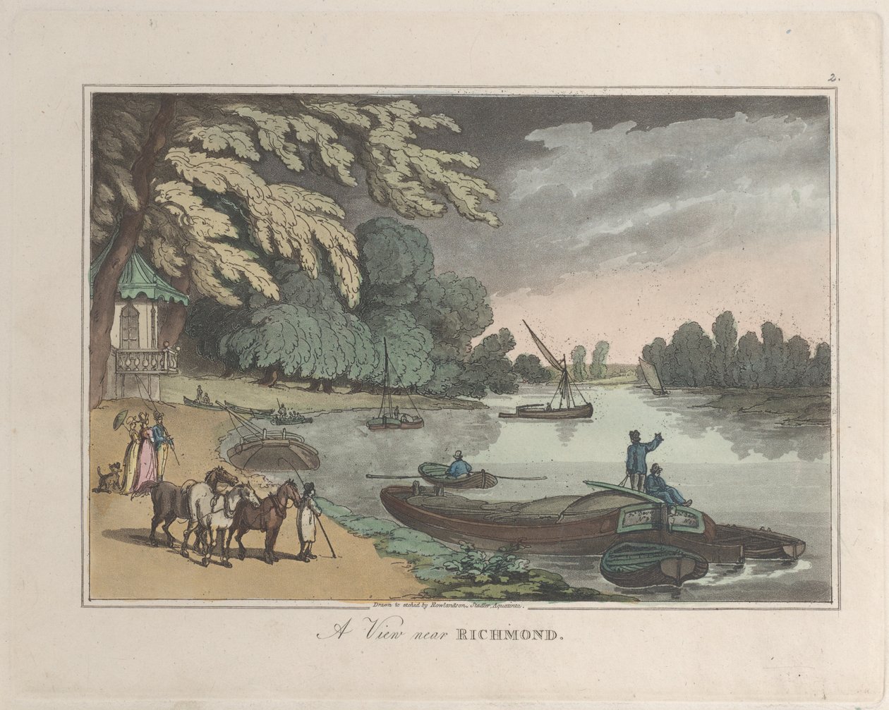 A View near Richmond, från Sketches from Nature, 1822., 1822. Skapare: Thomas Rowlandson, Joseph Constantine Stadler. av ThomasThomas Rowlandson, Joseph Constantine Stadler Thomas Rowlandson, Joseph Constantine Stadler