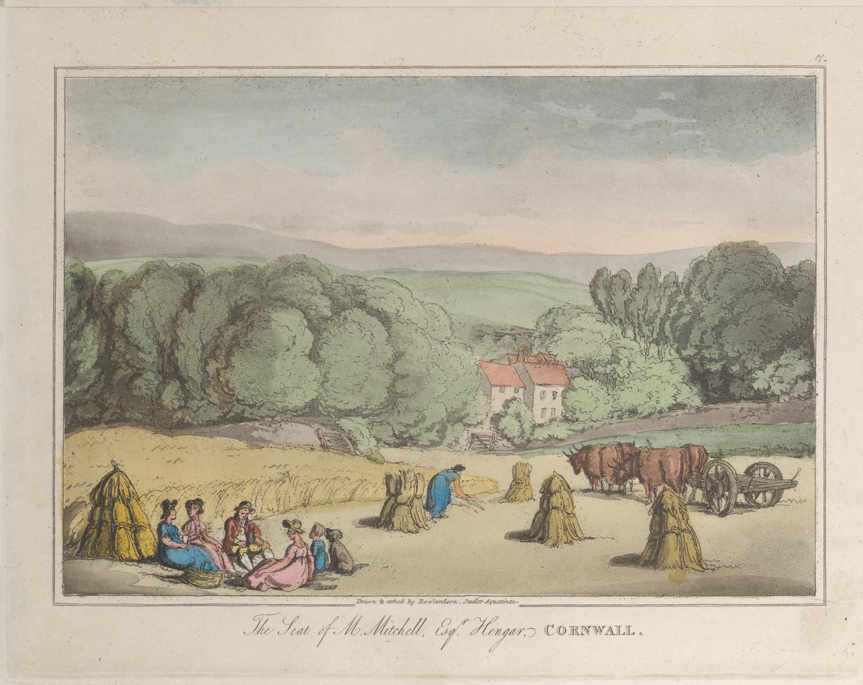 Sätet för M. Mitchell Esq. Hengar, Cornwall, från Sketches from Nature, 1822., 1822. Skapare: Thomas Rowlandson, Joseph Constantine Stadler. av ThomasThomas Rowlandson, Joseph Constantine Stadler Thomas Rowlandson, Joseph Constantine Stadler