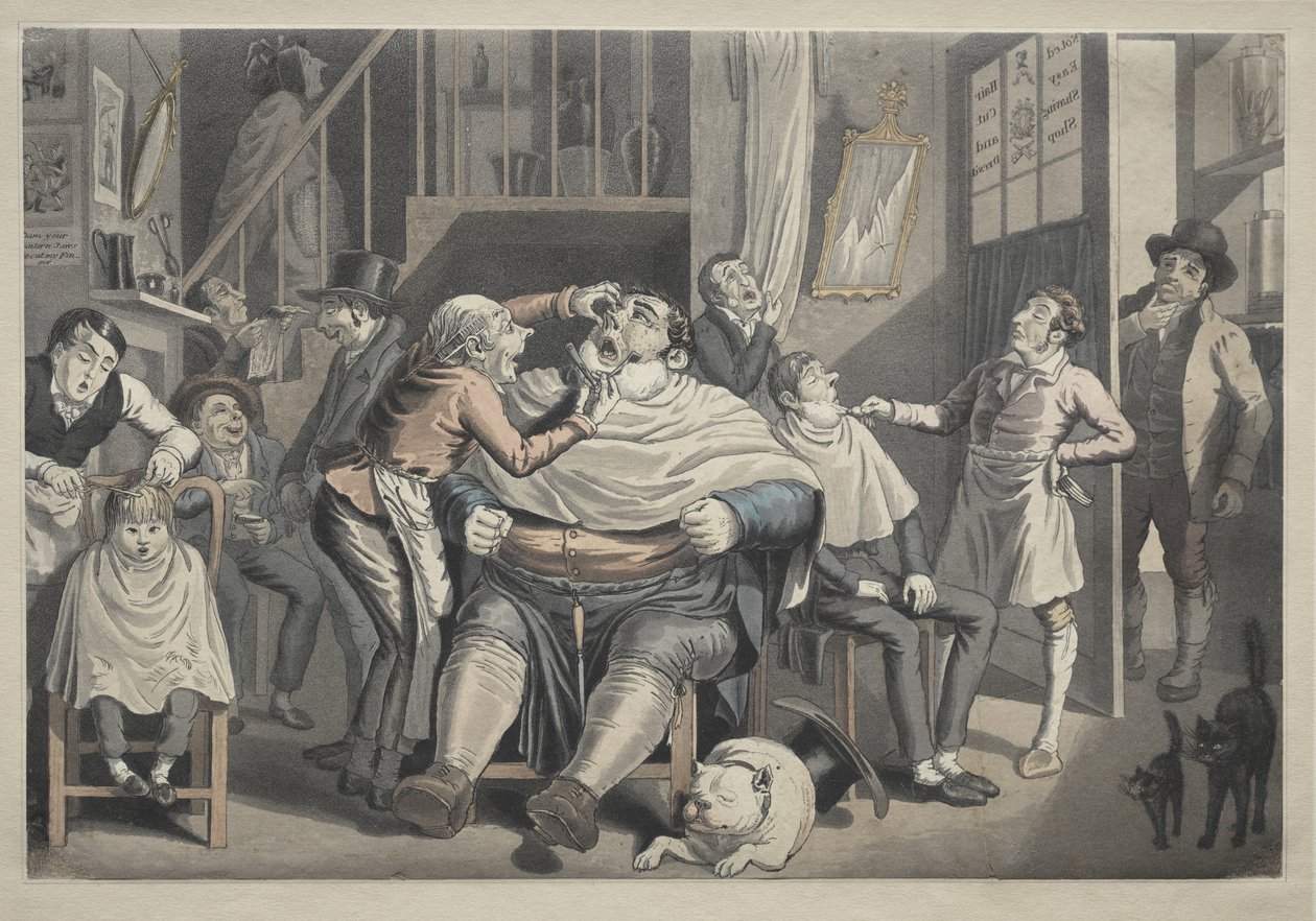 En frisörsalong av Thomas Rowlandson