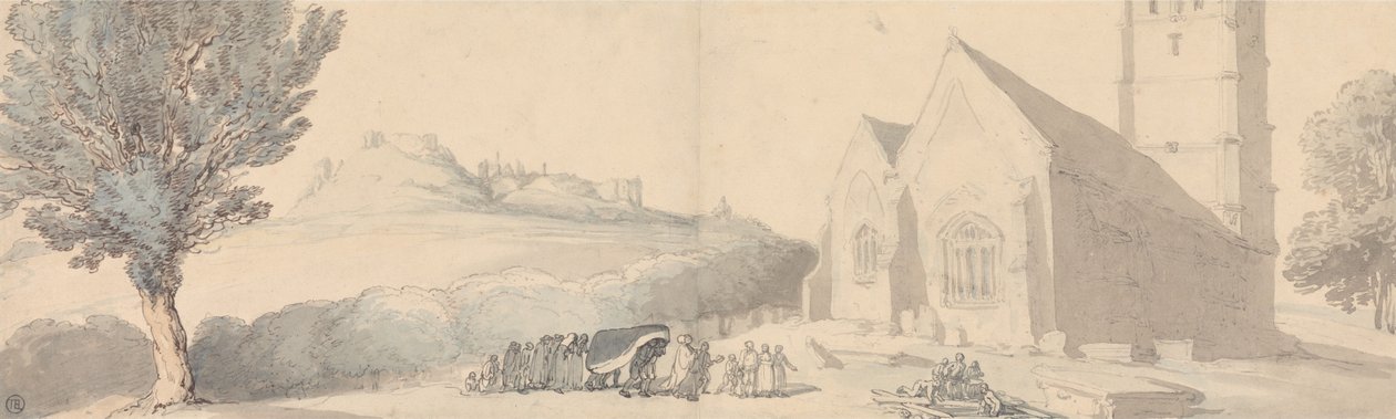 En begravning i Carisbrooke på Isle of Wight av Thomas Rowlandson