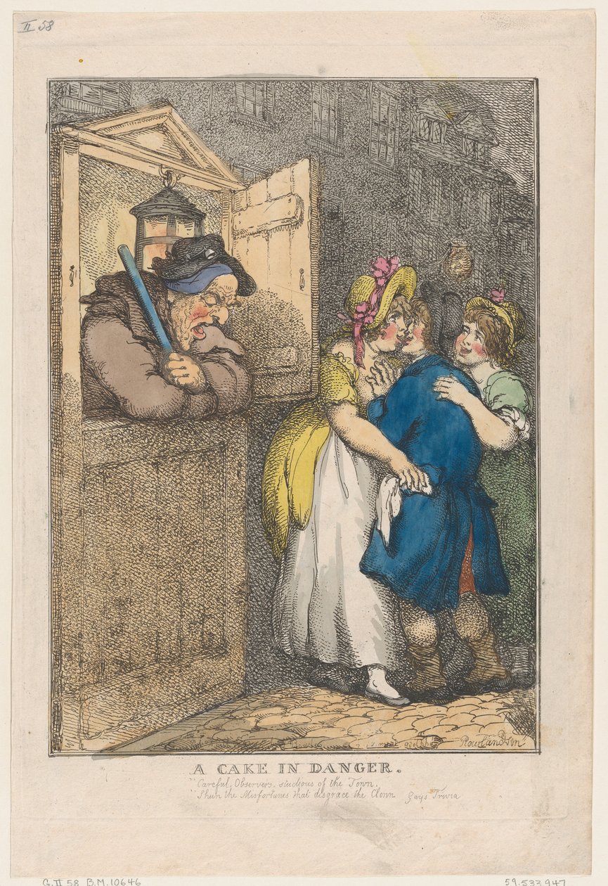 En kaka i fara, 20 april 1806., 20 april 1806. av Thomas Rowlandson