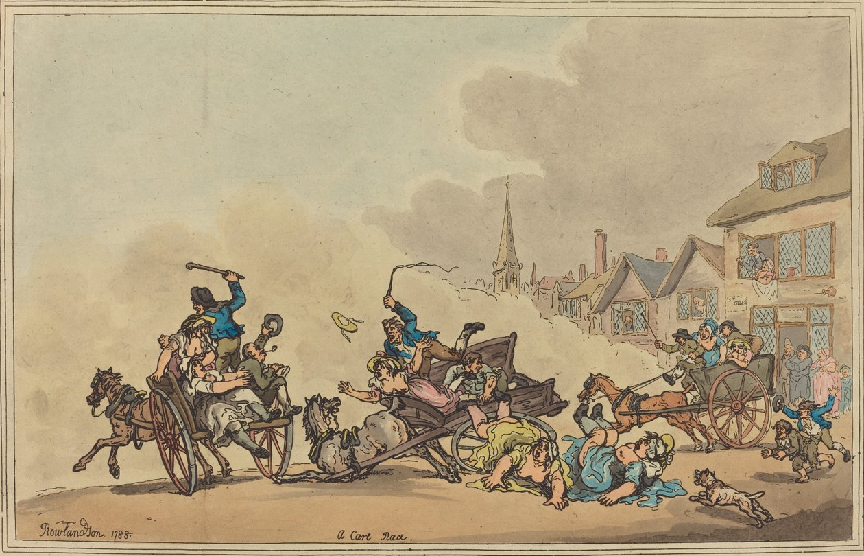 Ett Cart Race av Thomas Rowlandson