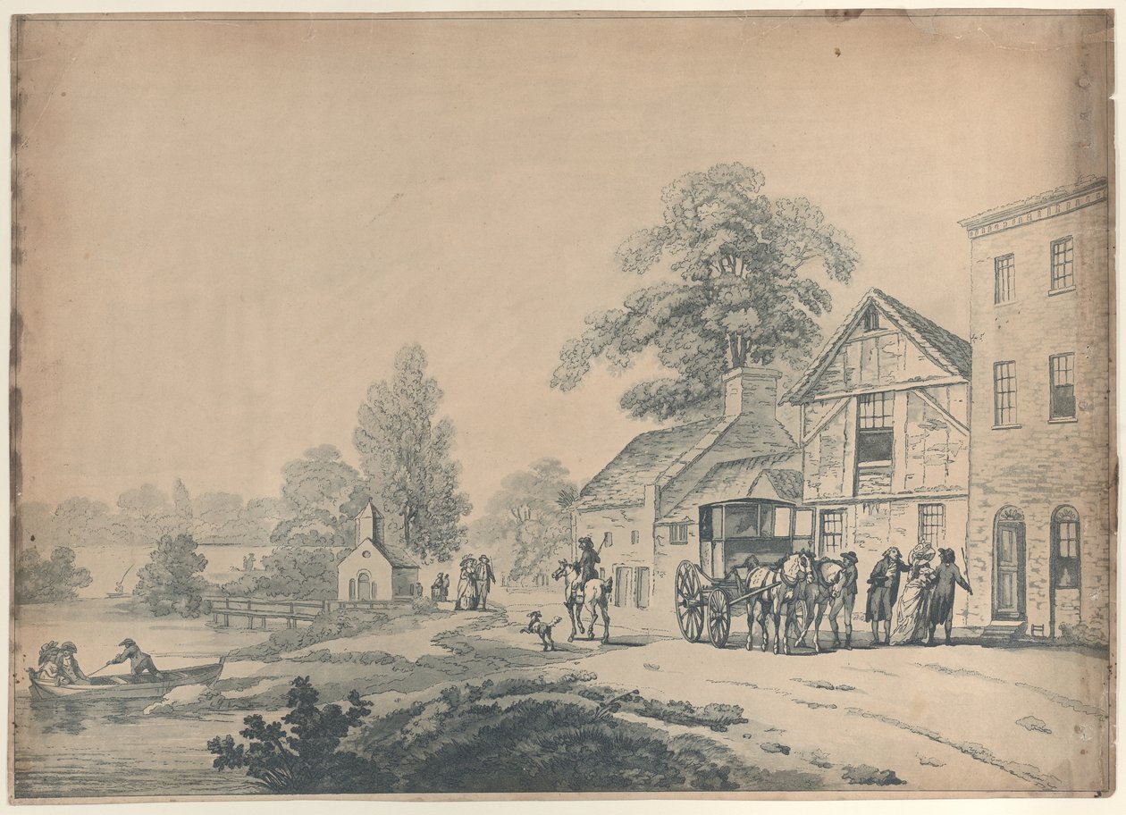 En vagn utanför ett värdshus av Thomas Rowlandson