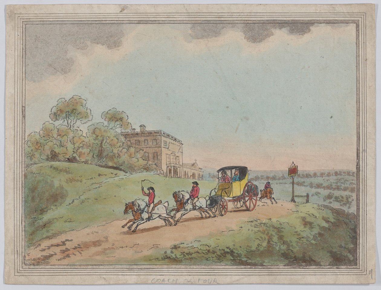En vagn med fyra hästar (ur *Rustic Sketches*) av Thomas Rowlandson
