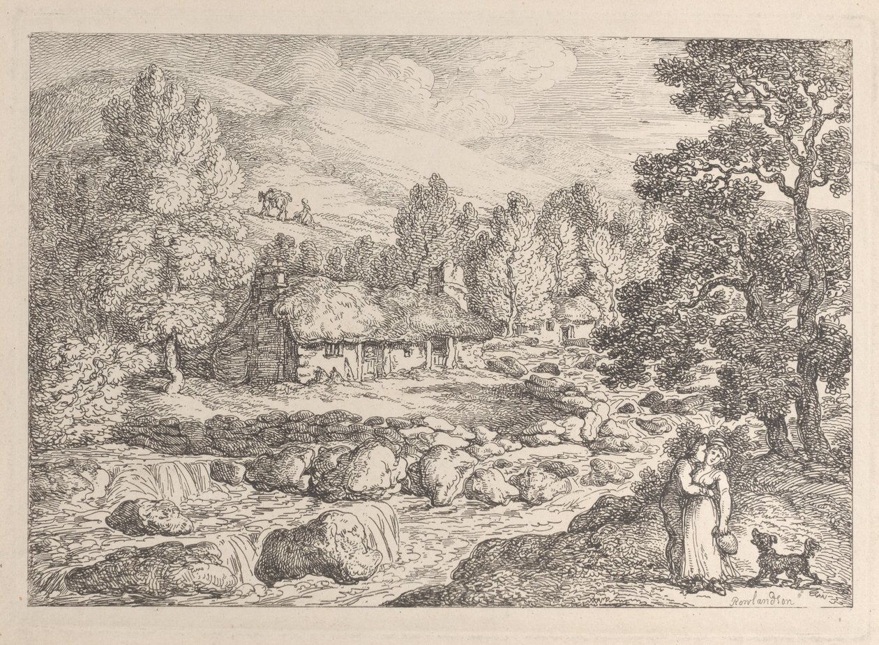 Ett vattenfall i Cornwall, ur ”Views in Cornwall” av Thomas Rowlandson