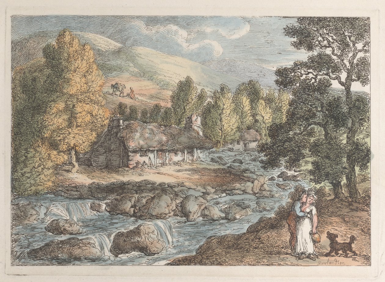 Ett corniskt vattenfall, från vyer i Cornwall, 1812., 1812. av Thomas Rowlandson