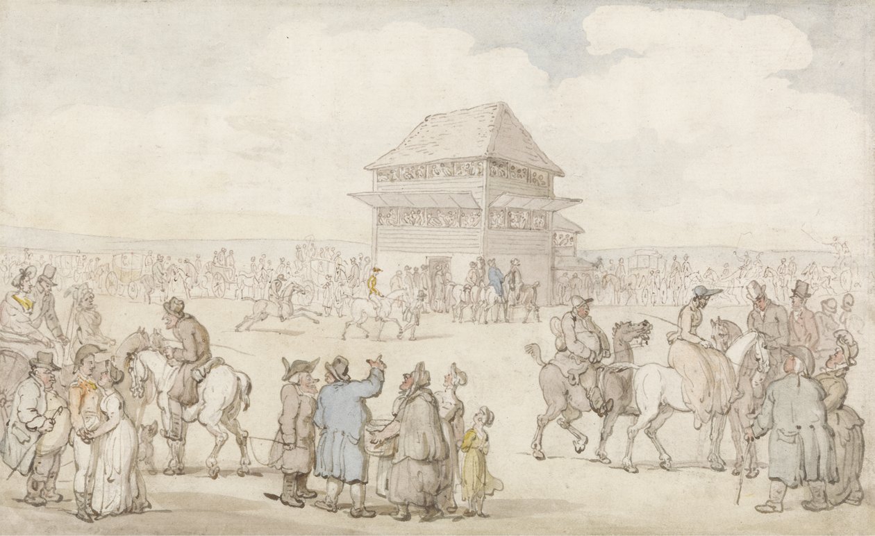 A Crowded Race Meeting, c.1805-10 (penna och bläck och w/c på papper) av Thomas Rowlandson