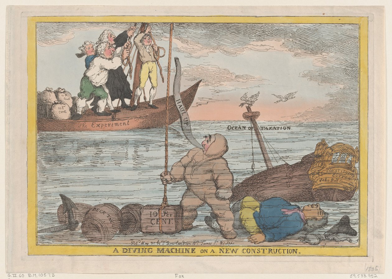 A Diving Machine on a New Construction, 31 maj 1806., 31 maj 1806. av Thomas Rowlandson