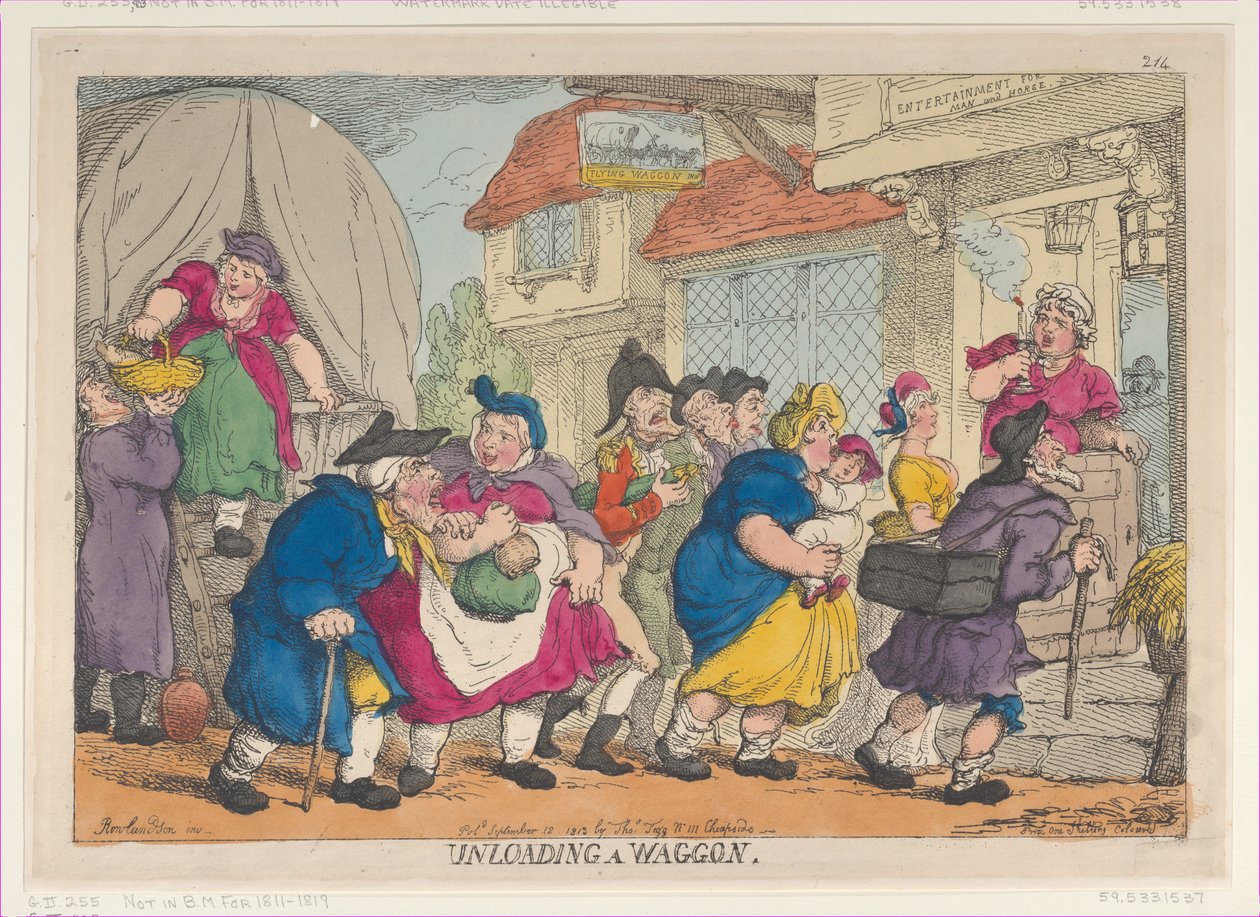 A Doleful Disaster, eller Miss Fubby Fatarmins peruk fattade eld, 12 september ..., 12 september 1813. av Thomas Rowlandson