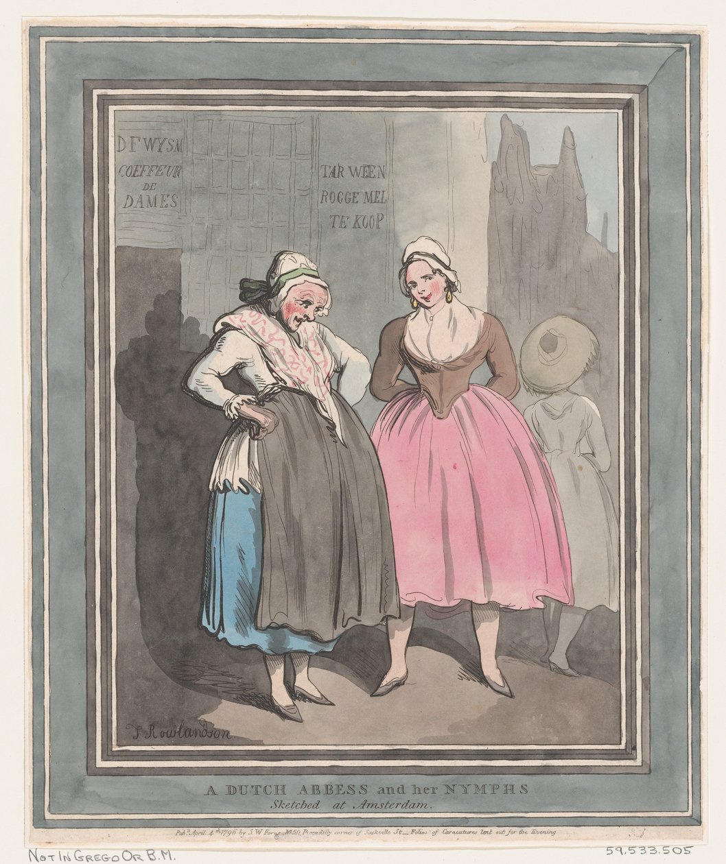 En holländsk abbedissa och hennes nymfer, 4 april 1796, 4 april 1796. av Thomas Rowlandson