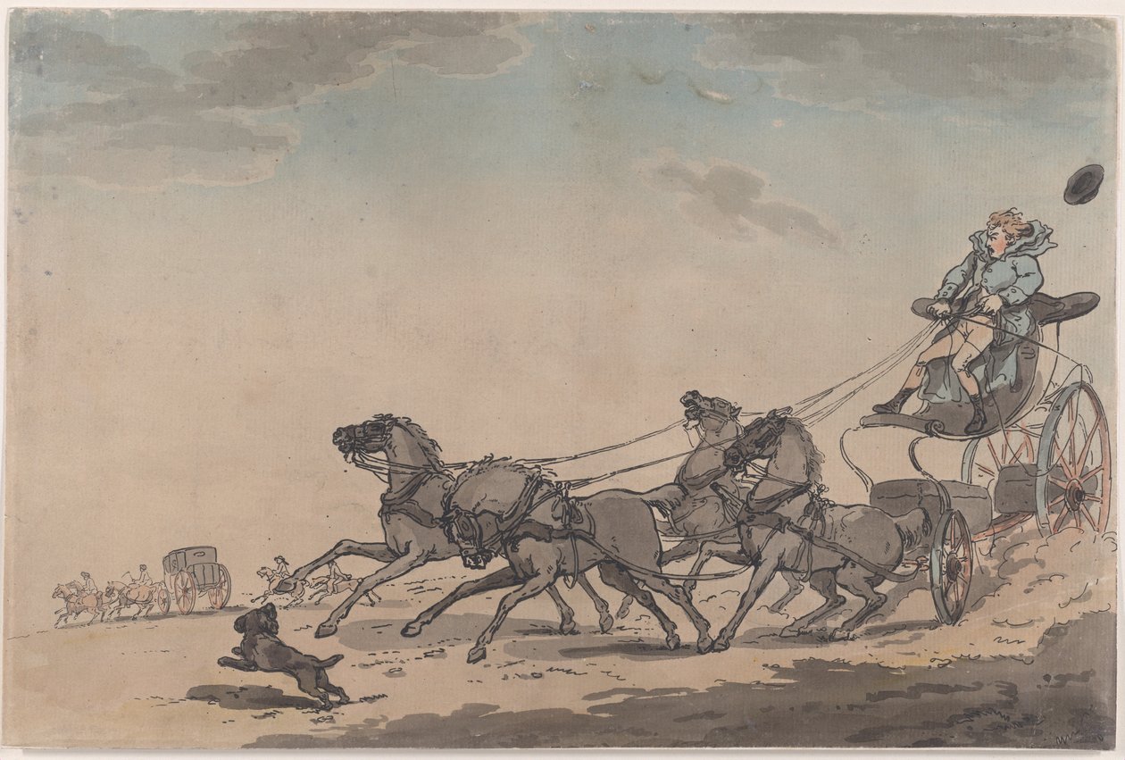 A Four-in-Hand, eller The Runaway Carriage, 1791-93., 1791-93. av Thomas Rowlandson