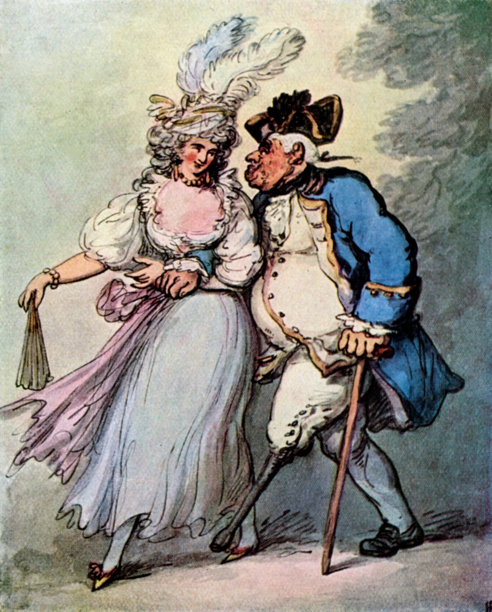 En fransk fregatt som bogserar en engelsk krigsman till hamn, sent 1700-tidigt 1800-tal, 1929. av Thomas Rowlandson