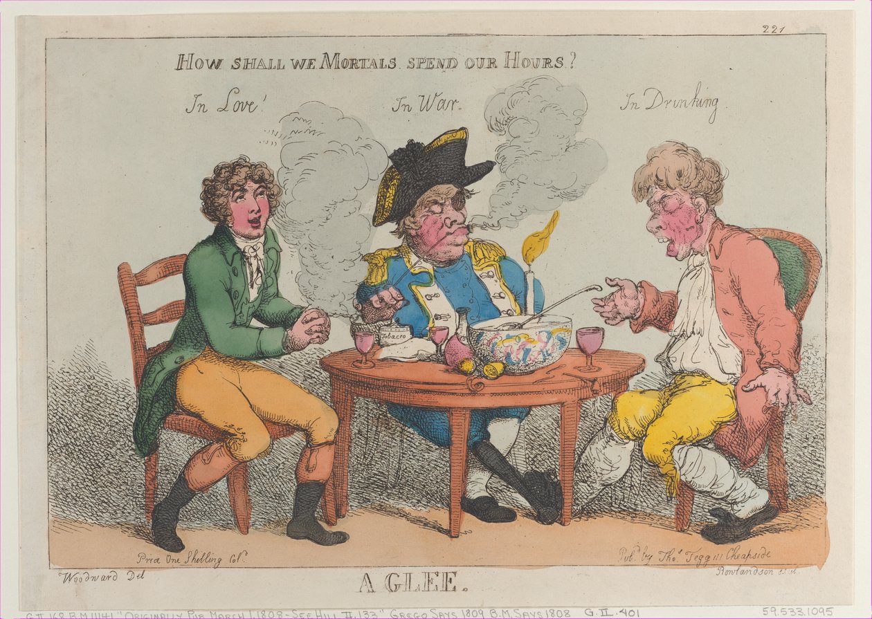A Glee, 1 mars 1808., 1 mars 1808. av Thomas Rowlandson