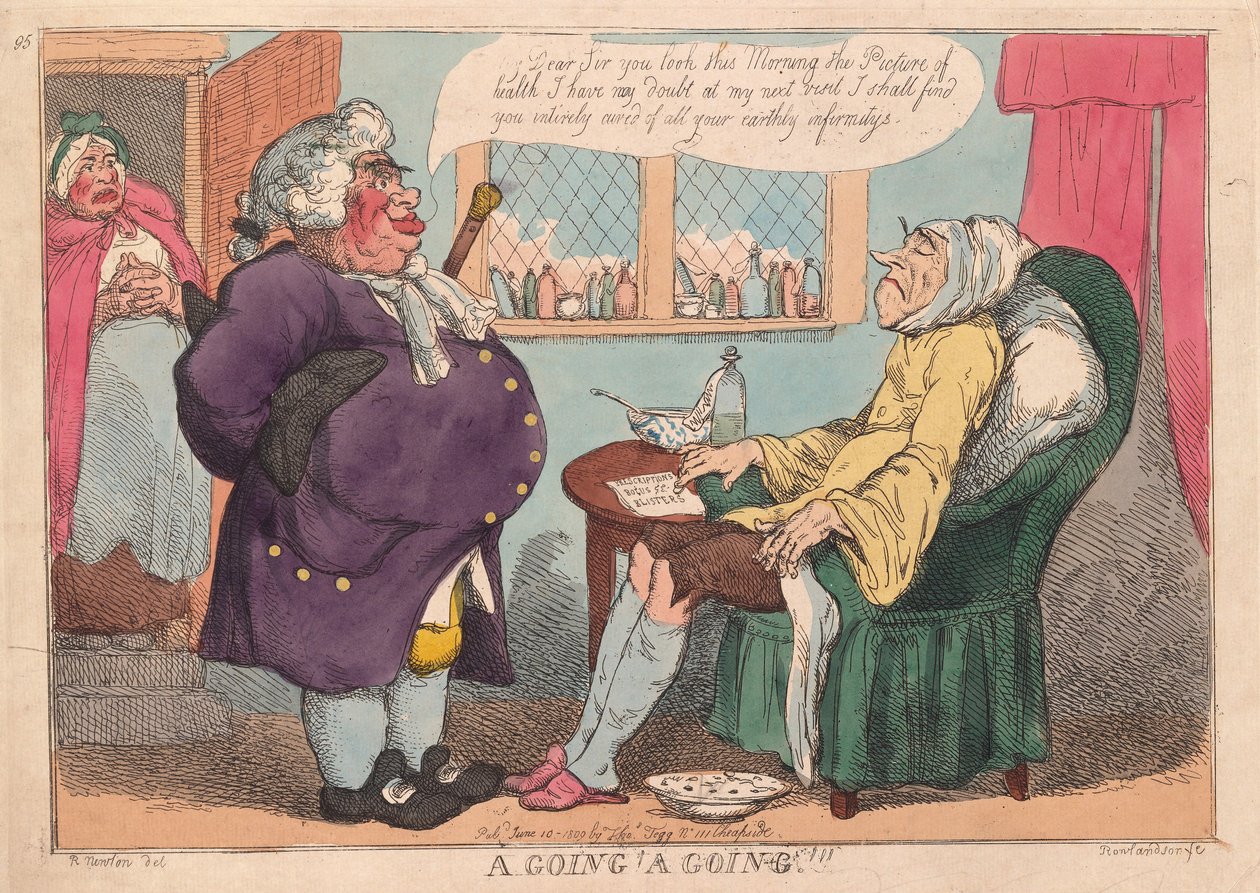 A Going, A Going!!, pub. 1813 (handfärgad gravyr) av Thomas Rowlandson