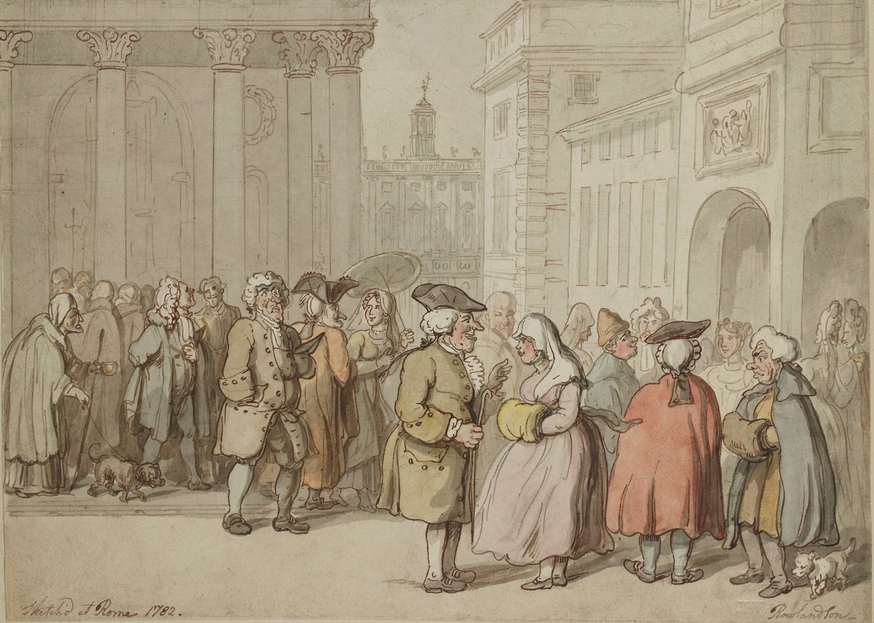 En grupp skissad i Rom, 1770-1820 av Thomas Rowlandson