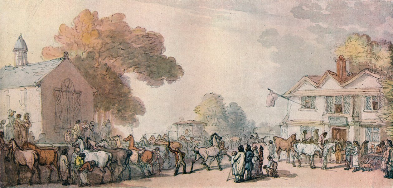 En hästmässa i Southampton, c1820, 1918 av Thomas Rowlandson