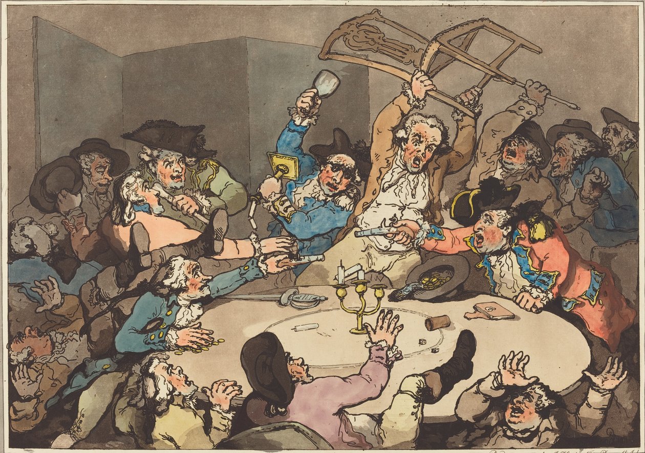 A Kick-up at a Hazard Table, publicerad 1787. av Thomas Rowlandson
