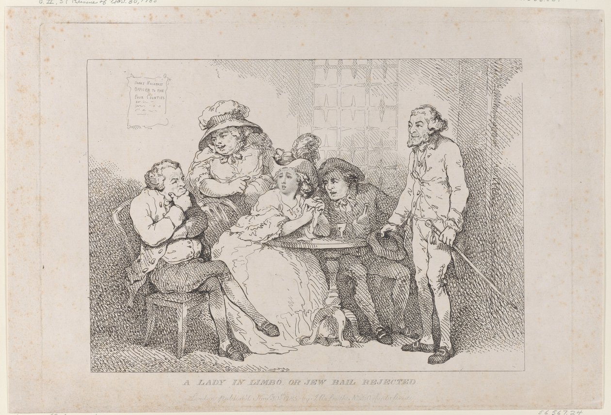 En kvinna i limbo, eller: Begäran om borgen för juden avslagen av Thomas Rowlandson