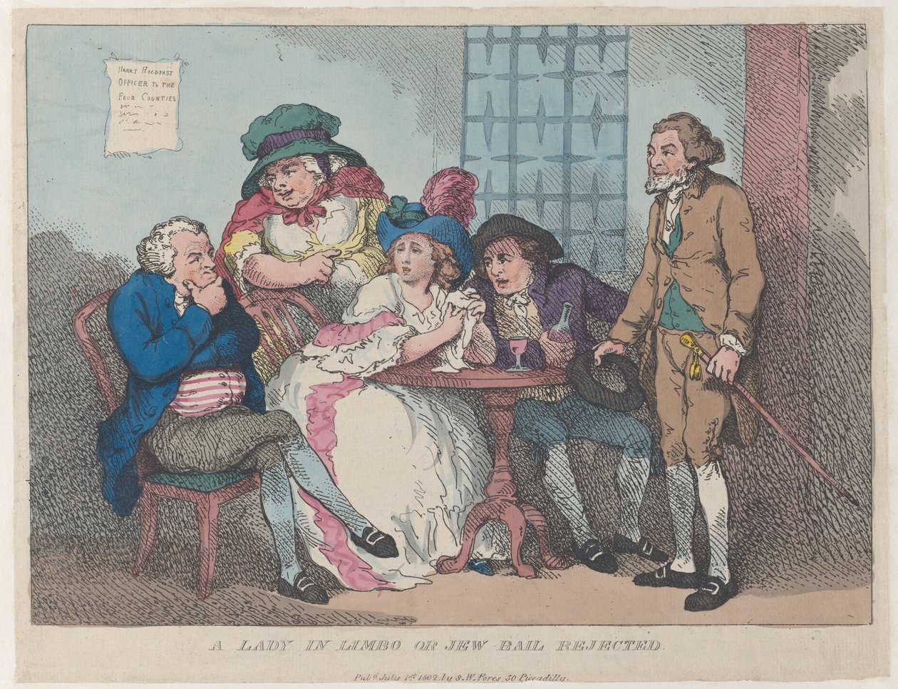 A Lady in Limbo, or Jude Bail Rejected, 1 juli 1802., 1 juli 1802. av Thomas Rowlandson