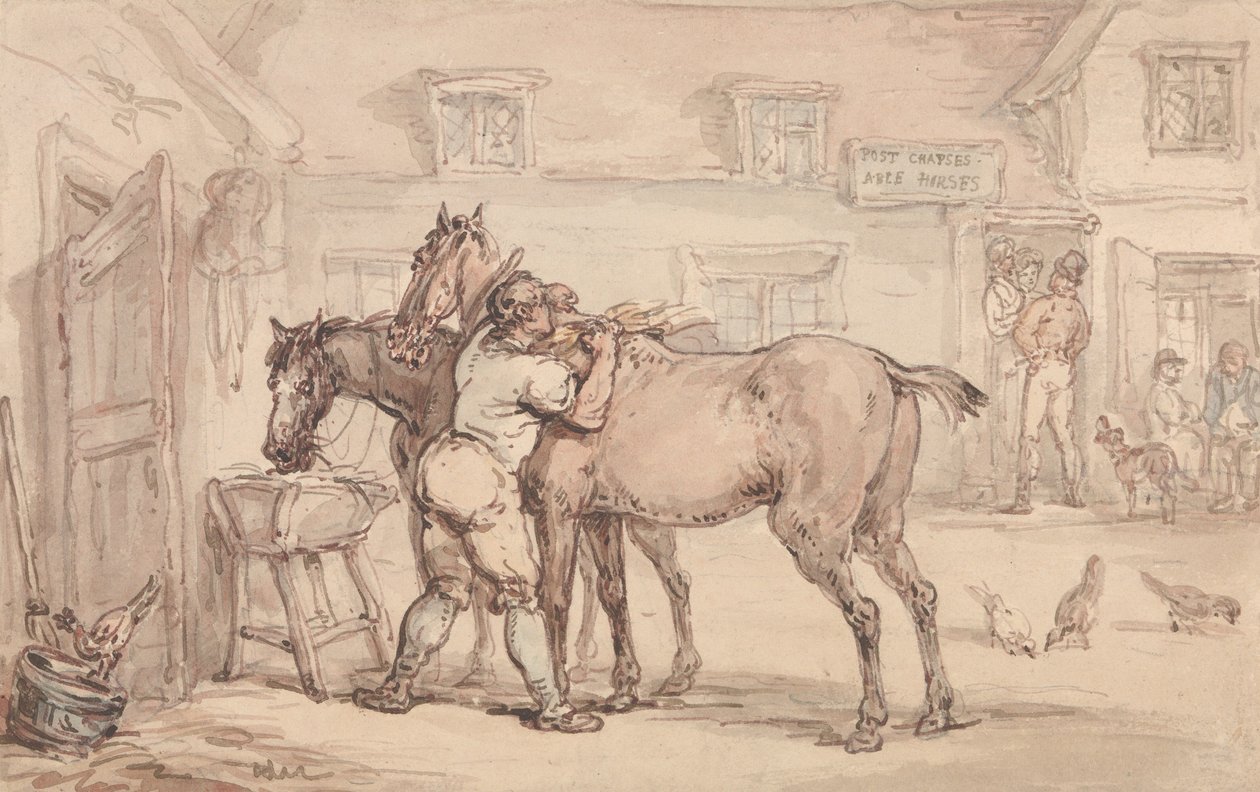 En hästuthyrningsstall av Thomas Rowlandson