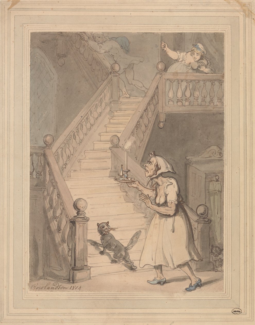 En ogift moster som känner lukten av eld av Thomas Rowlandson