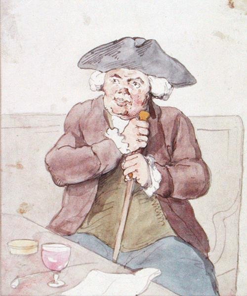 En man som sitter i en krog (penna, brunt bläck och akvarell på papper) av Thomas Rowlandson