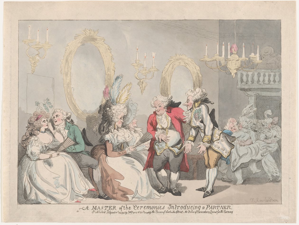 En ceremonimästare introducerar en partner, 24 november 1795., 24 november 1795. av Thomas Rowlandson