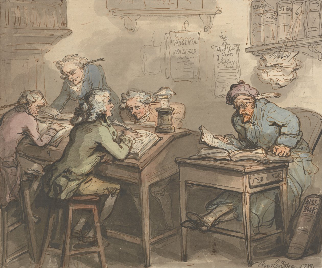 En köpmans kontor av Thomas Rowlandson