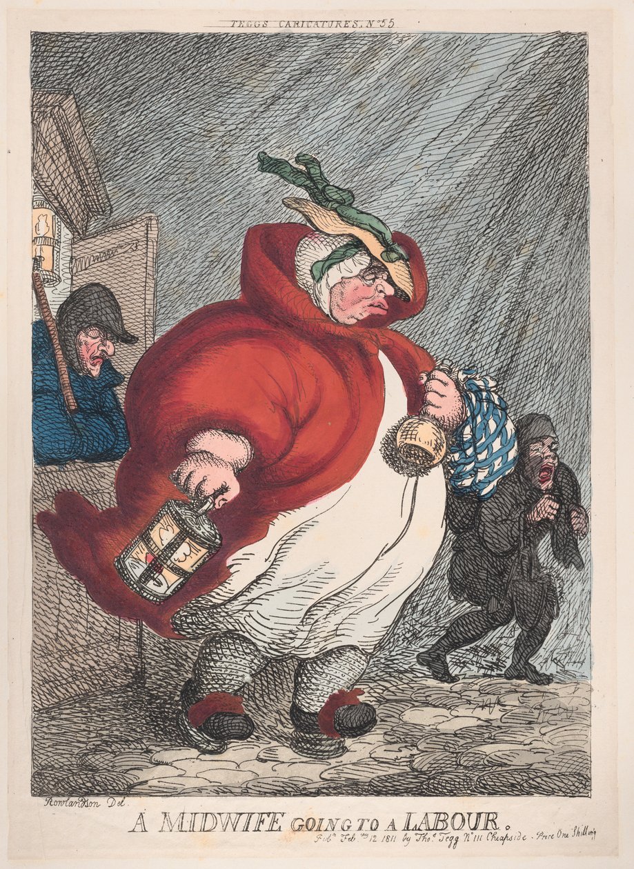En barnmorska som går till förlossning, 12 februari 1811, 12 februari 1811. av Thomas Rowlandson