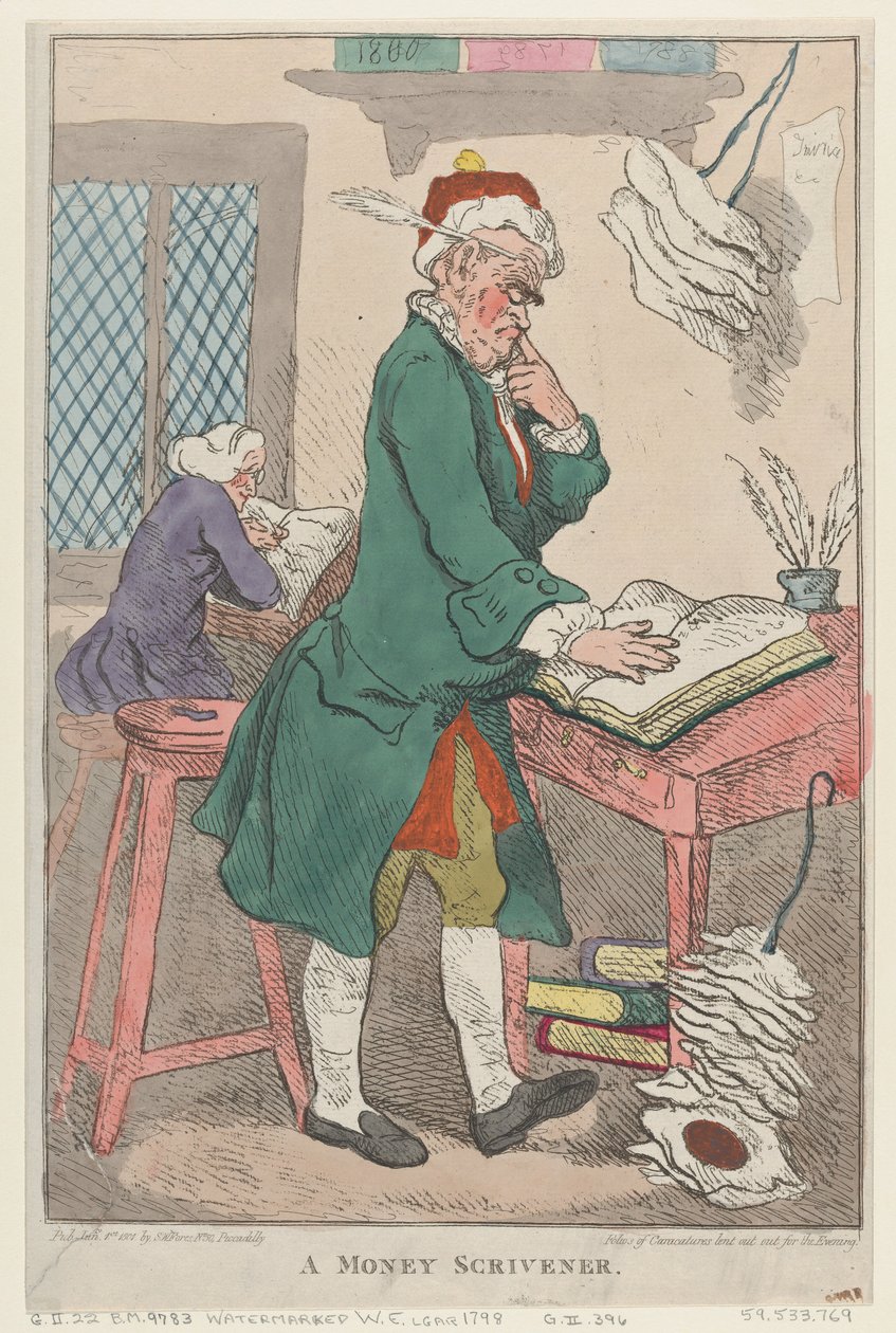 A Money Scrivener, 1 januari 1801., 1 januari 1801. av Thomas Rowlandson