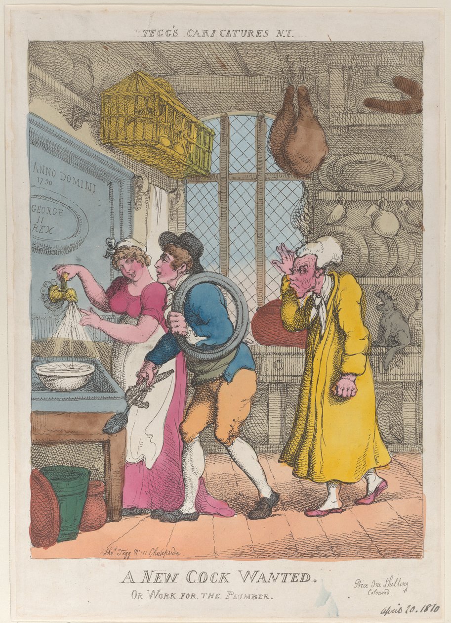 En ny kuk sökes, eller arbete åt rörmokaren, 20 april 1810., 20 april 1810. av Thomas Rowlandson
