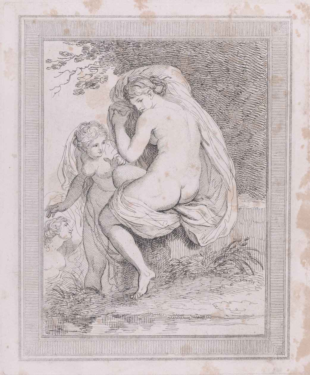En nymf som torkar sig, 1790-99., 1790-99. av Thomas Rowlandson