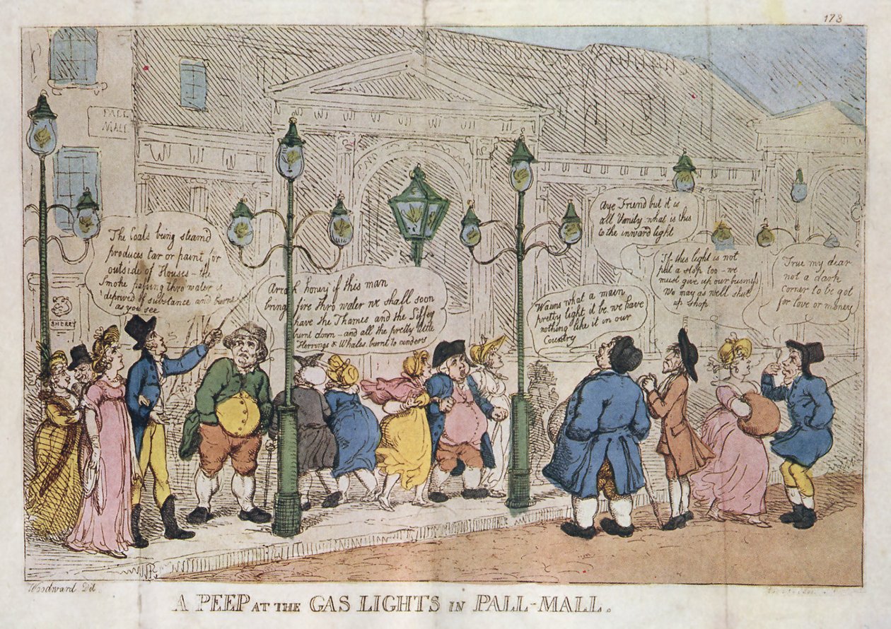 En titt på gasljusen i Pall Mall Rowlandson 1809 av Thomas Rowlandson
