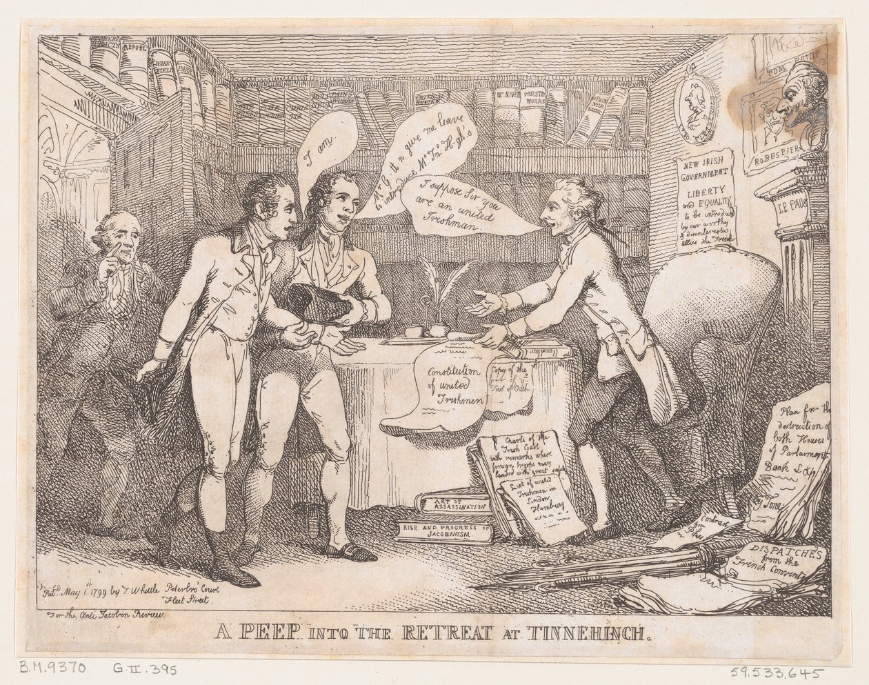 A Peep into the Retreat vid Tinnechurch United Irish, 1 maj 1799., 1 maj 1799. av Thomas Rowlandson