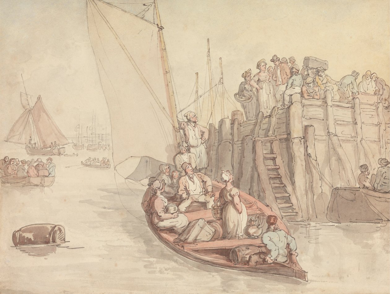 En pir i Amsterdam (version A) av Thomas Rowlandson