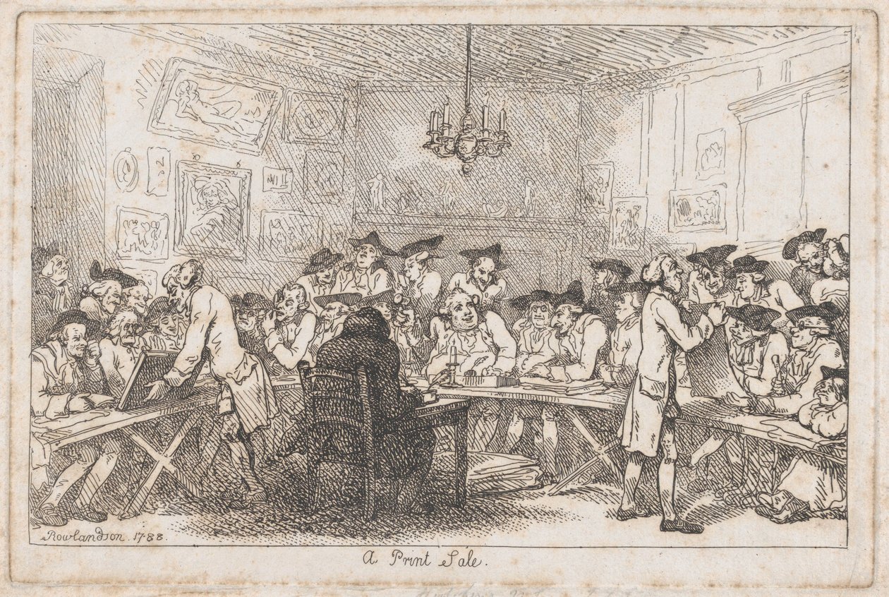 En tryckt försäljning – en nattauktion, 1788., 1788. av Thomas Rowlandson