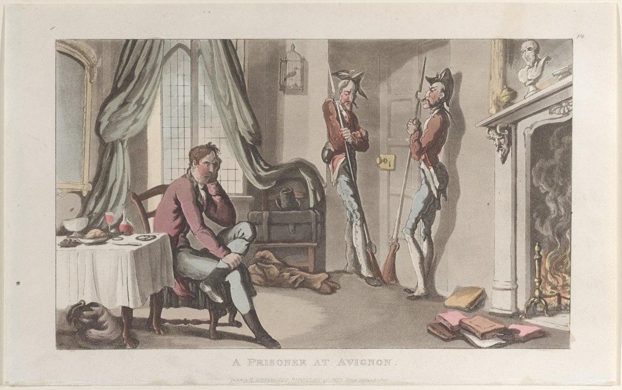 A Prisoner at Avignon, från Journal of Sentimental Travels in the Southern Provinces of F..., 1820. av Thomas Rowlandson