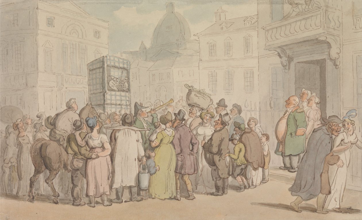 En Punch-och-Judy-föreställning av Thomas Rowlandson