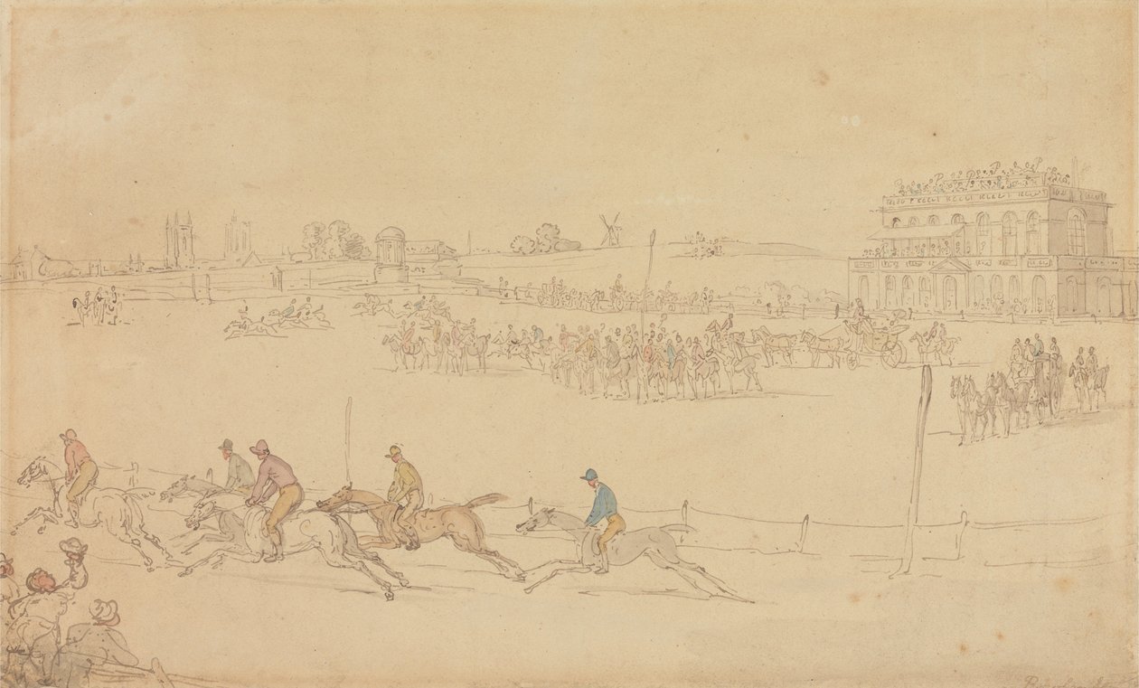 Ett lopp på Knavesmire i York av Thomas Rowlandson
