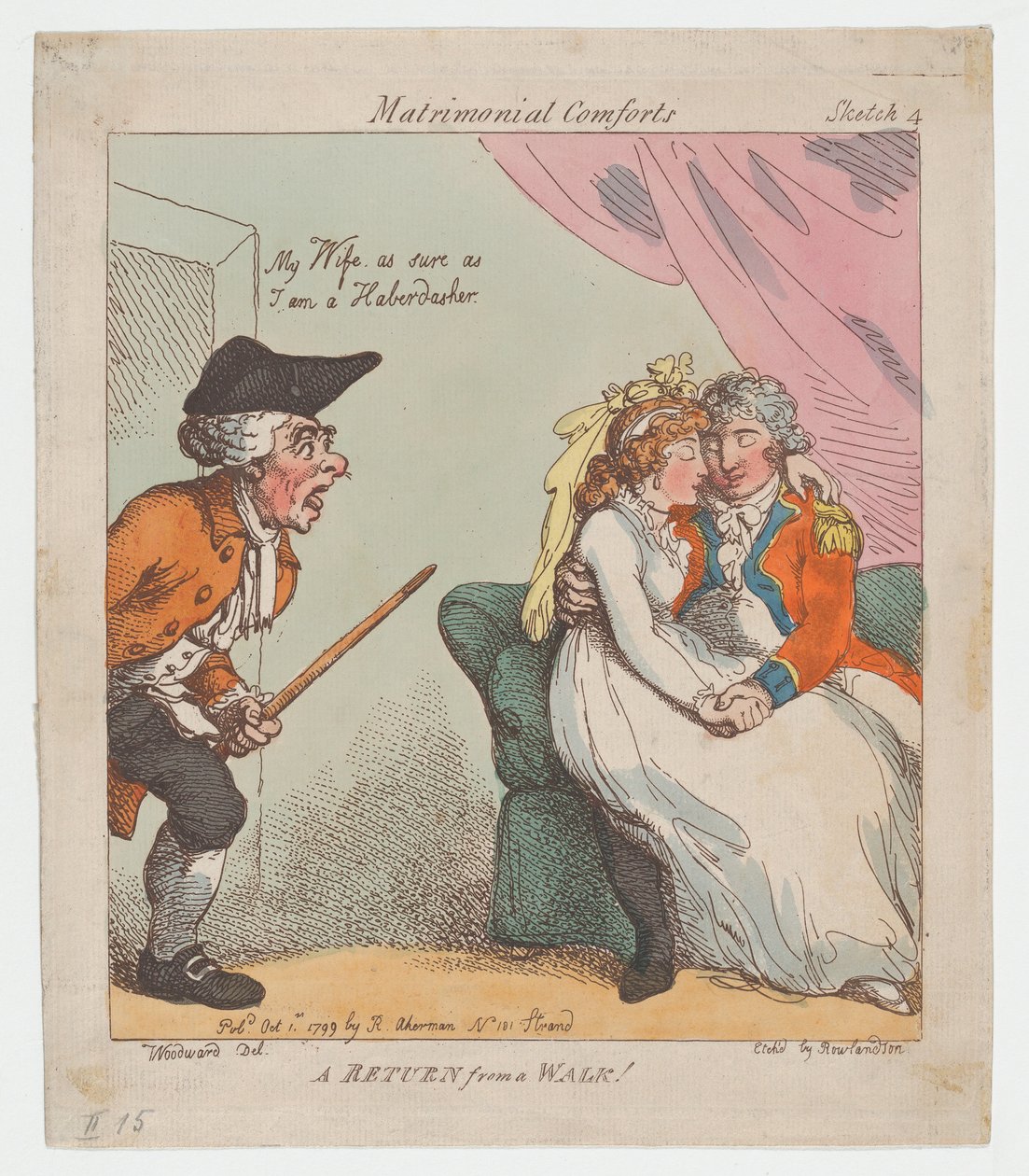 A Return from a Walk, 1 oktober 1799, 1 oktober 1799. av Thomas Rowlandson