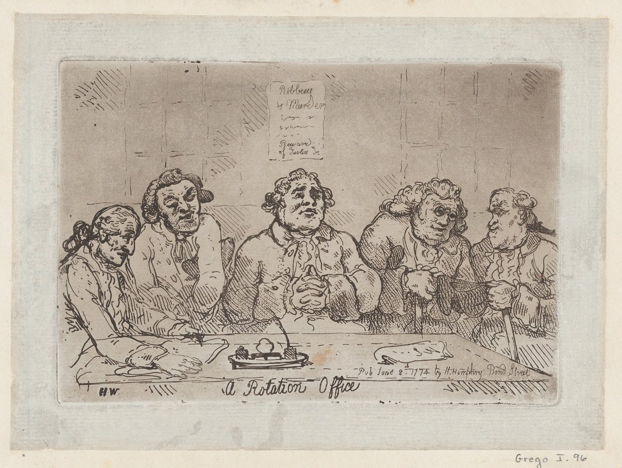 A Rotation Office, [8 juni 1774] 1779 nyutgivning ., [8 juni 1774] 1779 återutgivning . av Thomas Rowlandson
