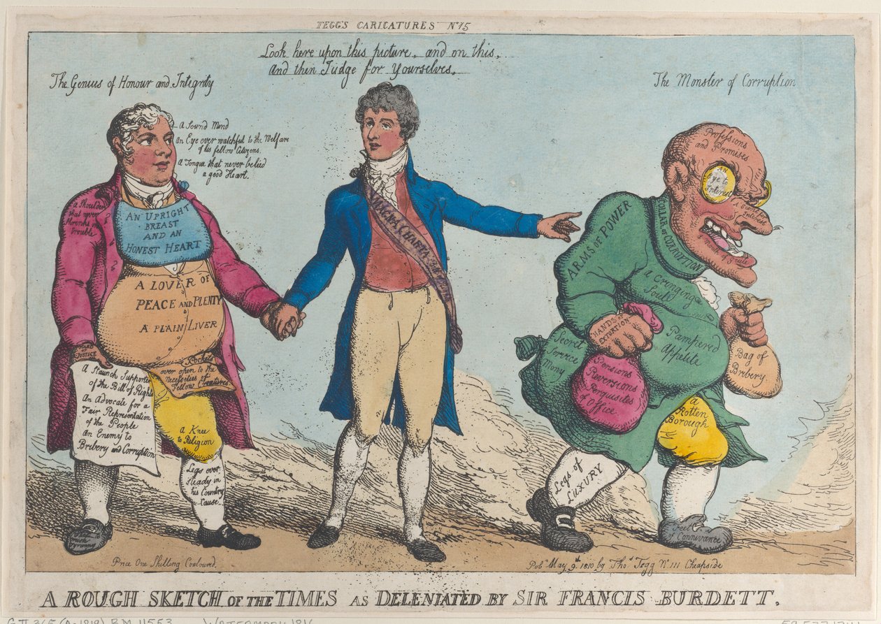 A Rough Sketch of the Times såsom delenierats av Sir Francis Burdett, 1810., 1810. av Thomas Rowlandson