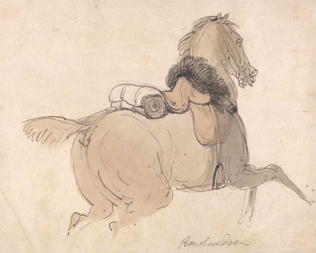 En sadlad kavallerihäst av Thomas Rowlandson