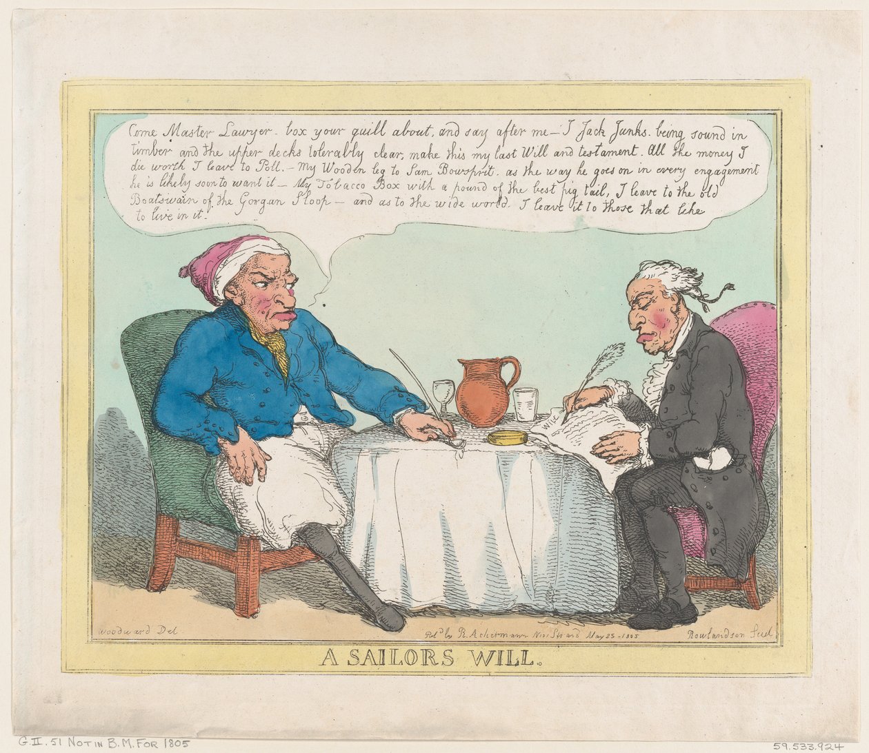 En sjömans testamente, 25 maj 1805, 25 maj 1805. av Thomas Rowlandson