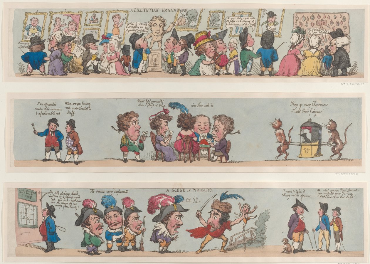 A Scene in Pizzaro, Grotesque Borders for Rooms and Halls, 1799-1800., 1799-1800. av Thomas Rowlandson