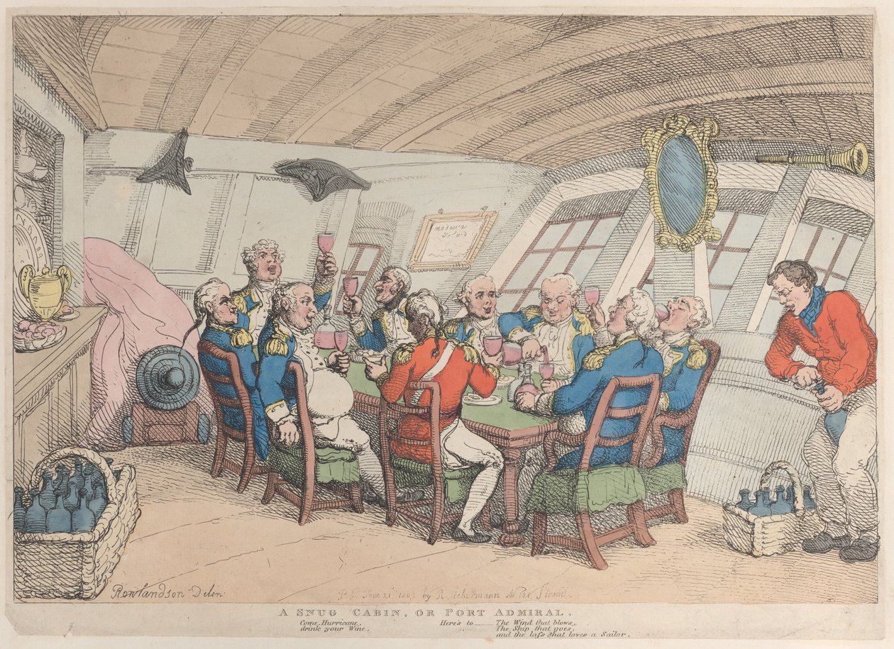 A Snug Cabin, eller hamnamiral, 21 juni 1808., 21 juni 1808. av Thomas Rowlandson