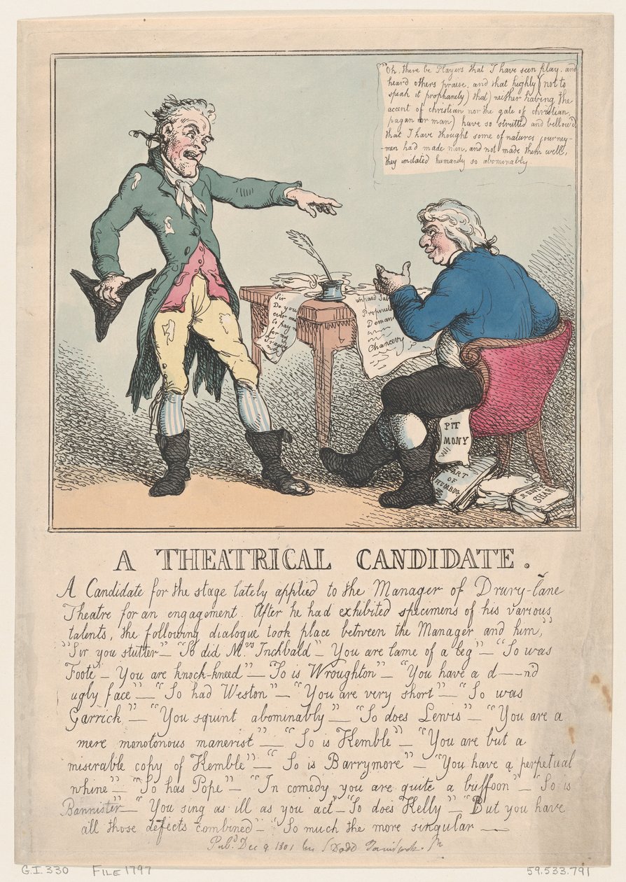 En teaterkandidat, 1797, 1797. av Thomas Rowlandson