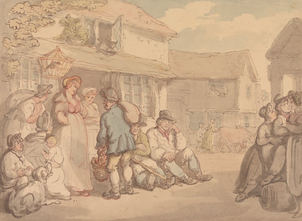 En byscen med bönder som vilar av Thomas Rowlandson